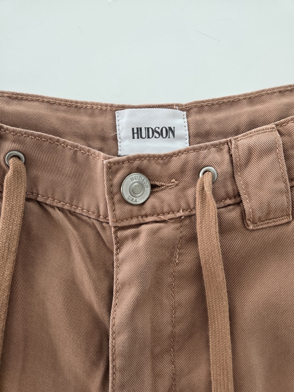 Hudson Jeans Wide-Leg Draw-Tie Pants in Camel Size 24 - Picture 6 of 15